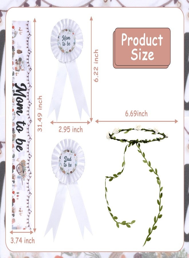 Serencatcher Locally Grown Baby Shower Decorations, Farmer's Market Mom to Be Sash Fruit and Vegetable Mom Dad to Be Pin White Flower Crown Headband for Gardener Theme Farm Baby Shower Party Favors - Image 2