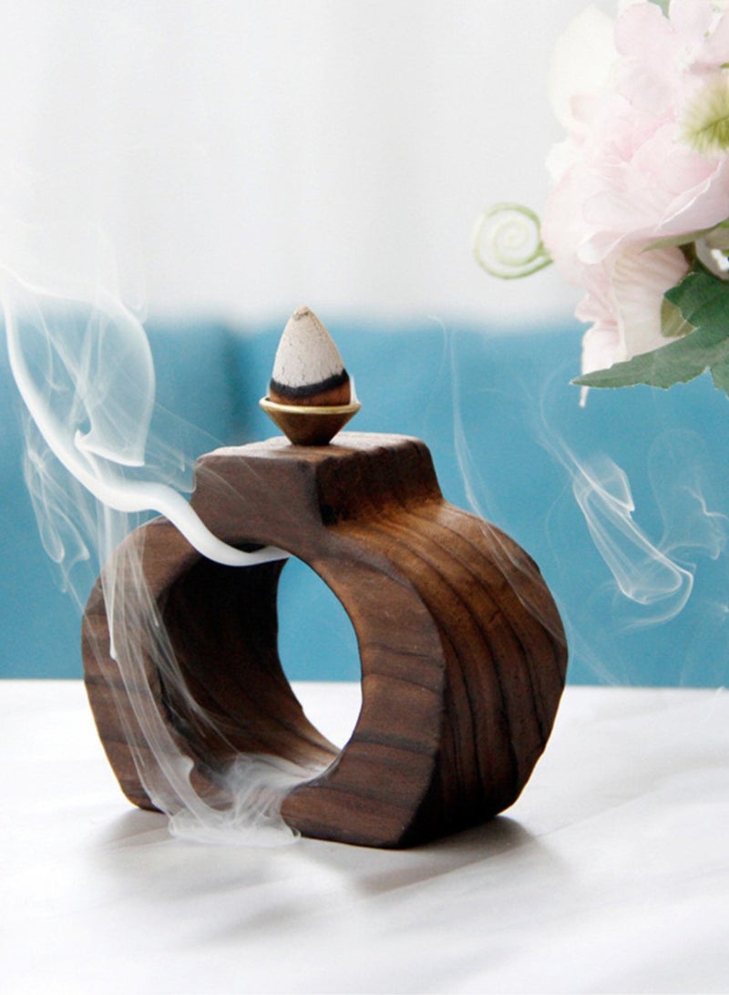 Creative Design Brown Wood Backflow Incense Burner - Image 1