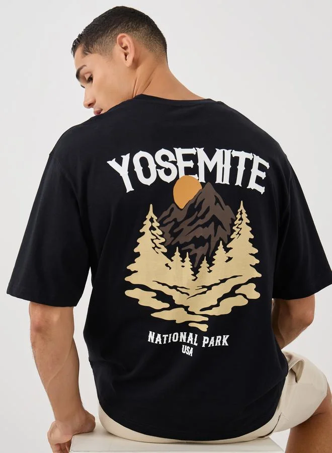 Styli Graphic Print Oversized Crew Neck T-Shirt