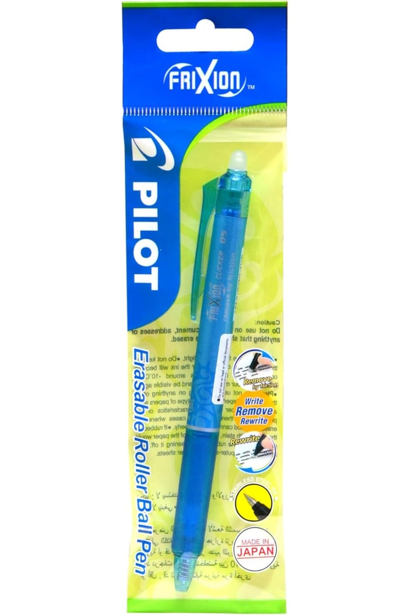PILOT Frixion Clicker Roller Ball Pen 05 pcs , 0.5 mm Tip Size, Light Blue - Image 2