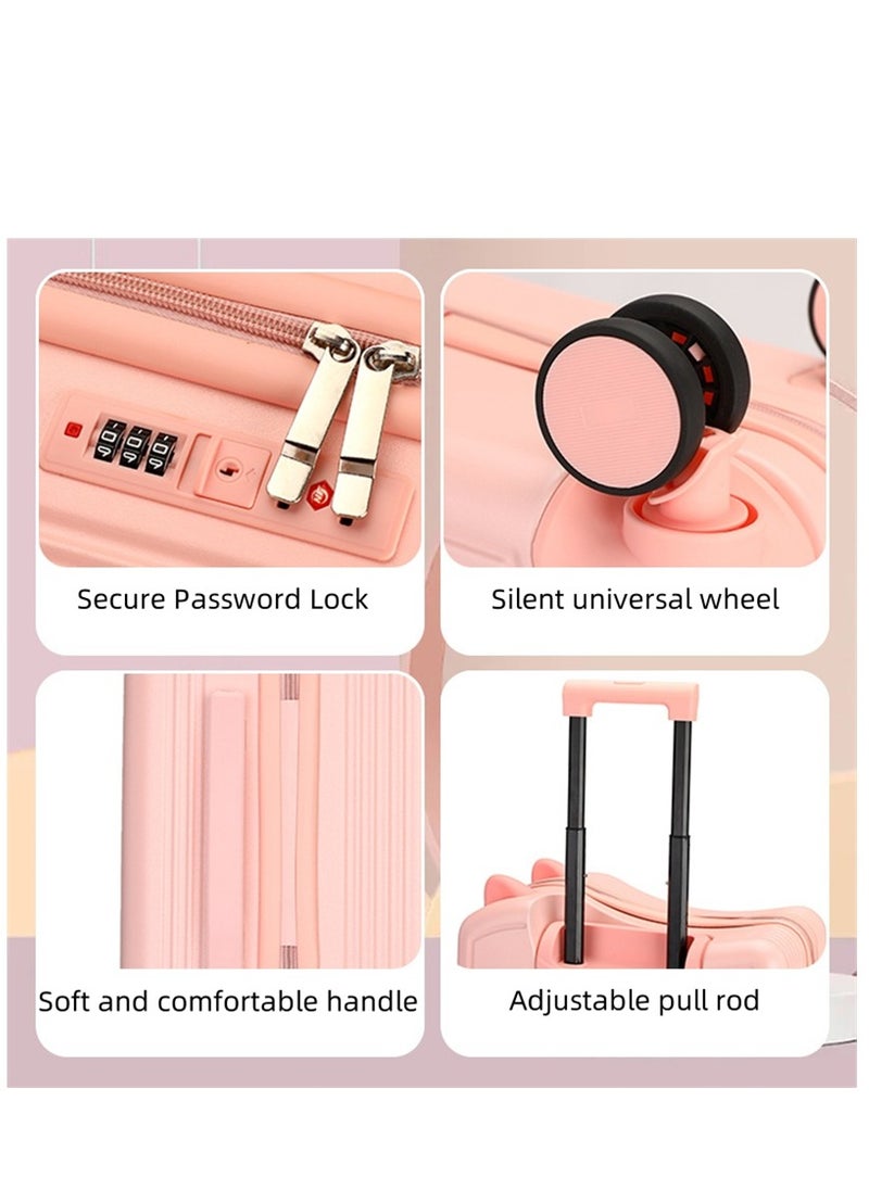 Generic Carry-On Luggage 20 Inch, Kids Cycling Luggage Travel Suitcase with Spinner Wheels and Combination Lock, Children’s Travel Trolley Bag Hardside Trolley Case for Boys Girls (Pink-20 Inch)  - Image 4