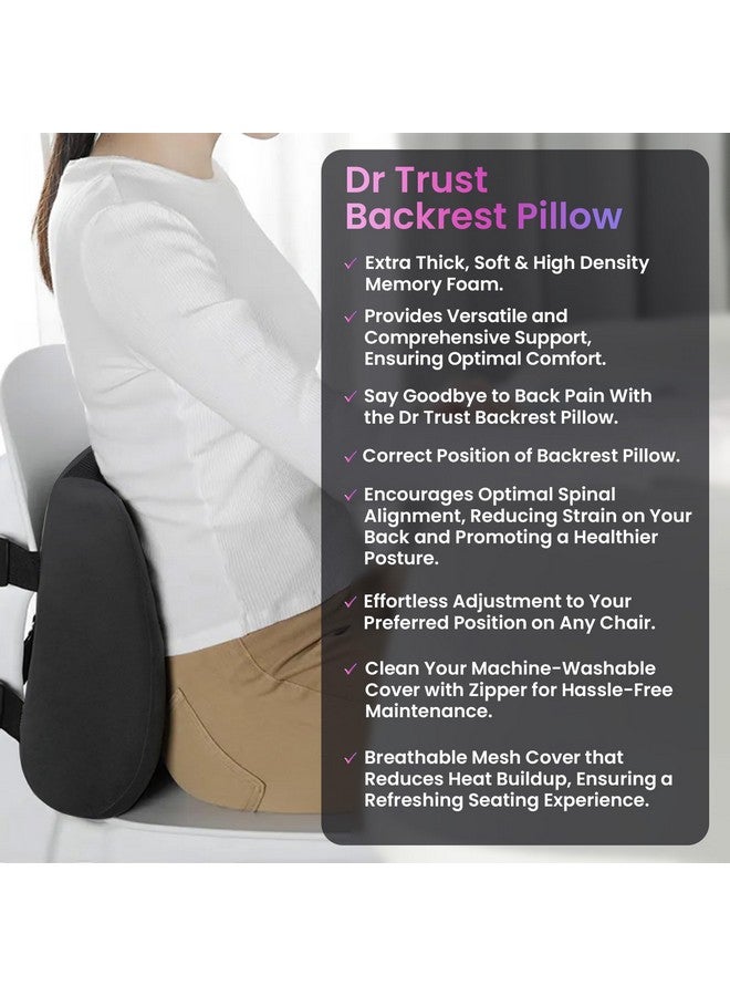 Dr Trust Lower Orthopedic Backrest Pillow Premium Memory Foam For Pain Relief & Lumbar Support Back Cushion, Black - Image 5