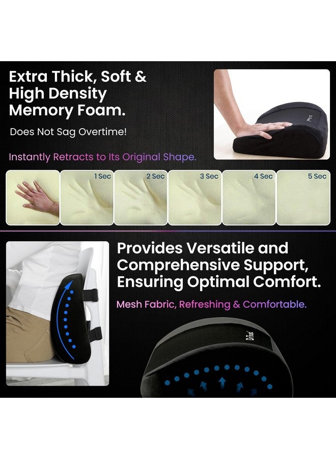 Dr Trust Lower Orthopedic Backrest Pillow Premium Memory Foam For Pain Relief & Lumbar Support Back Cushion, Black - Image 2