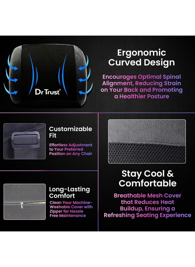 Dr Trust Lower Orthopedic Backrest Pillow Premium Memory Foam For Pain Relief & Lumbar Support Back Cushion, Black - Image 4