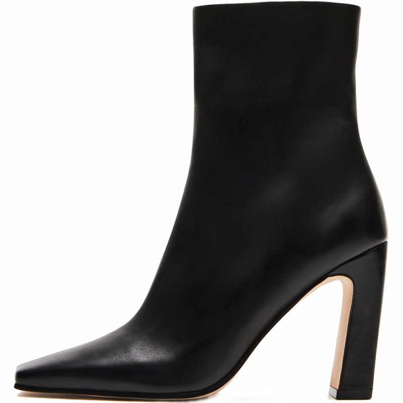 Lovee Cosee Black Ankle Boots for Women 2025 Booties for Women Chunky Heel Square Toe Heeled Boots Comfort Leather Fall Winter Party Office Date Night Travel Casual Outfit Size 8 - Image 1