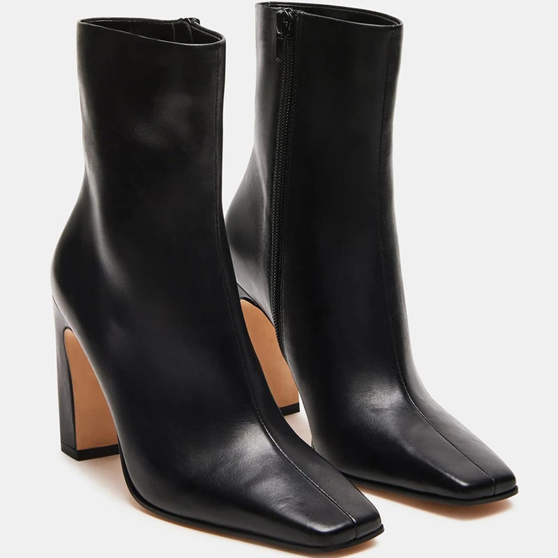 Lovee Cosee Black Ankle Boots for Women 2025 Booties for Women Chunky Heel Square Toe Heeled Boots Comfort Leather Fall Winter Party Office Date Night Travel Casual Outfit Size 8 - Image 4