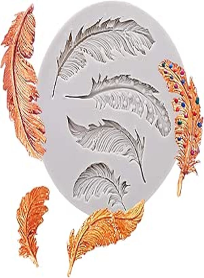 MLOLM Feather Pattern Silicone Cake Decorating Mold for Sugarcraft,Chocolate,Fondant,Resin,Polymer Clay,Soap Making