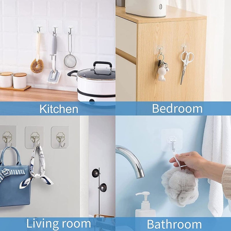 Storio Storio Strong Wall Hooks Set of 10 Adhesive Hooks for Wall Hanging Without Drilling Wall Hangers for Clothes Clips Stickers and Photo Frames  - Image 4