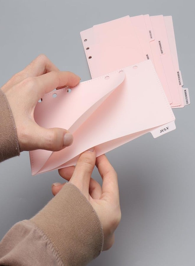 Mogoostry 12pcs Pink A6 Binder Pockets Cash Envelopes Pink Divider Pocket with 6Tabs and Label Sticker A6 Budget Sheet Sleeves Two Pockets Folder Binder Inserts Money Organizer - Image 3