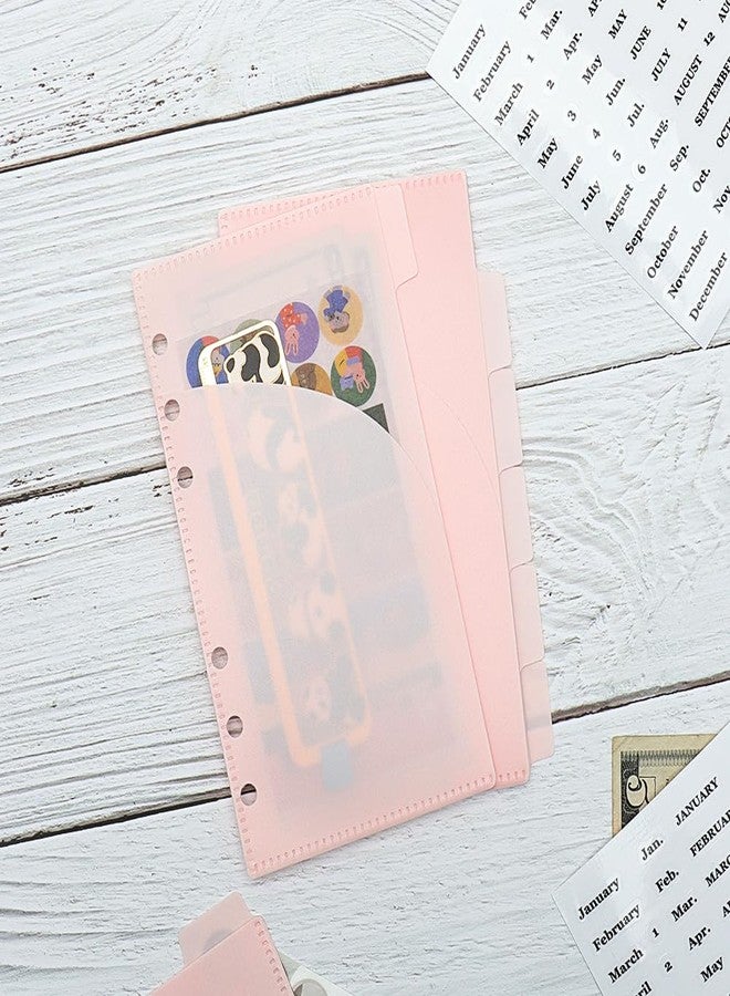 Mogoostry 12pcs Pink A6 Binder Pockets Cash Envelopes Pink Divider Pocket with 6Tabs and Label Sticker A6 Budget Sheet Sleeves Two Pockets Folder Binder Inserts Money Organizer - Image 4