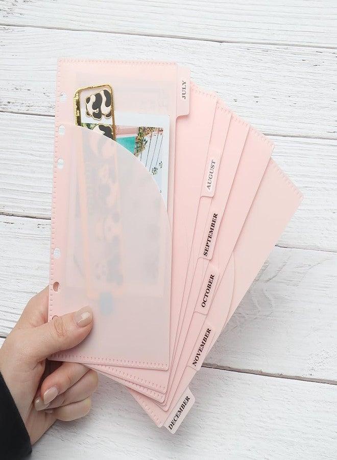 Mogoostry 12pcs Pink A6 Binder Pockets Cash Envelopes Pink Divider Pocket with 6Tabs and Label Sticker A6 Budget Sheet Sleeves Two Pockets Folder Binder Inserts Money Organizer - Image 5