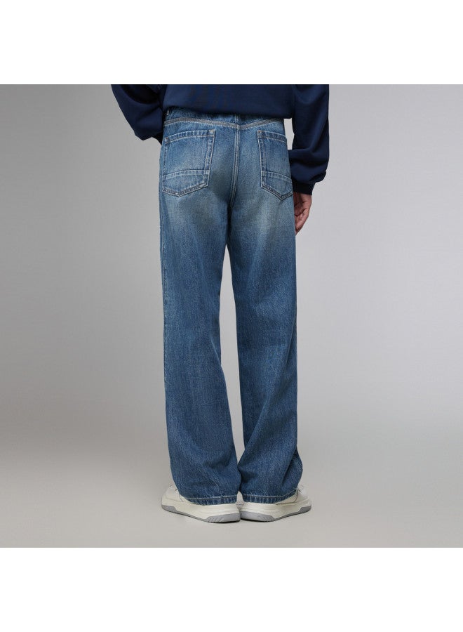 Cabbeen Men's Casual Jeans Logo Steel Press Straight Leg Winter Pants - Image 5
