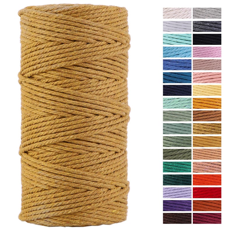 ZXCDINO Khaki Cotton Cord, 3mm x 109Yards, Craft Cord for Wall Hanging, Plant Hangers, Crafts, Knitting, Decorative Projects - Image 1
