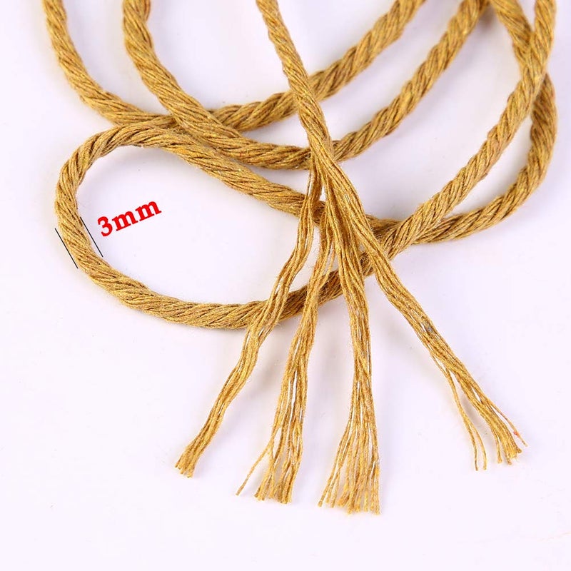 ZXCDINO Khaki Cotton Cord, 3mm x 109Yards, Craft Cord for Wall Hanging, Plant Hangers, Crafts, Knitting, Decorative Projects - Image 3