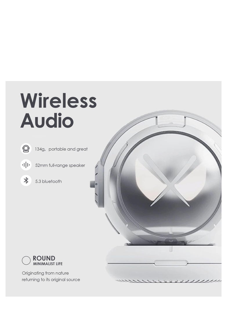 Portable Bluetooth Speaker with 52mm Full-Range Speaker, Deep Bass, and HD Mic - Wireless Speakers with Bluetooth5.3, Long Battery Life - Perfect for TV and On-the-Go - Sci-Fi Lighting Effect,Sliver