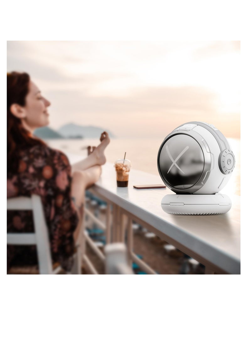 Portable Bluetooth Speaker with 52mm Full-Range Speaker, Deep Bass, and HD Mic - Wireless Speakers with Bluetooth5.3, Long Battery Life - Perfect for TV and On-the-Go - Sci-Fi Lighting Effect,Sliver