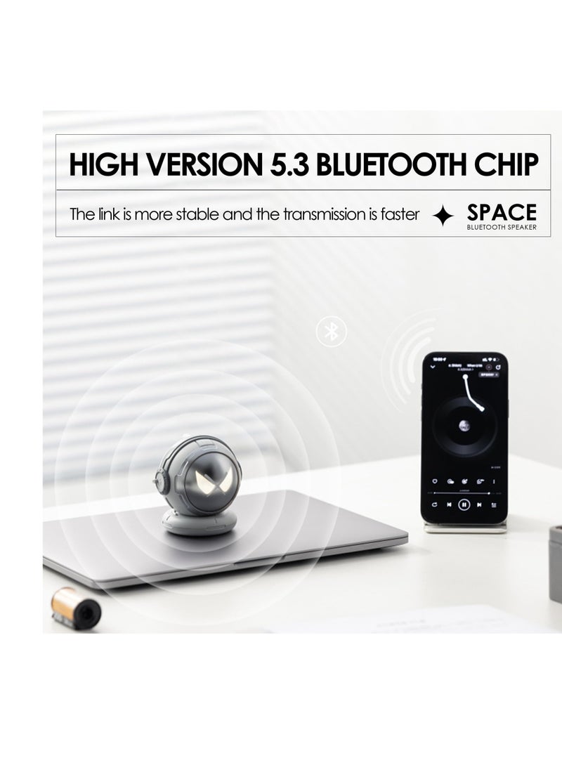 Portable Bluetooth Speaker with 52mm Full-Range Speaker, Deep Bass, and HD Mic - Wireless Speakers with Bluetooth5.3, Long Battery Life - Perfect for TV and On-the-Go - Sci-Fi Lighting Effect,Sliver