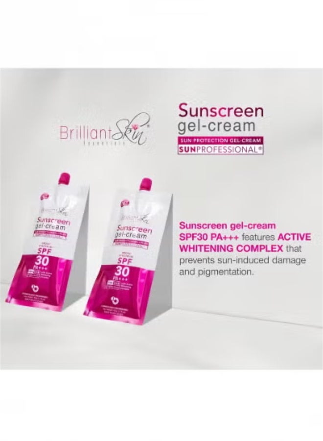 Brilliant Skin 2PCS Sunscreen Gel Cream - Broad Spectrum SPF30 PA+++ | With Active Whitening Complex Lightweight, Non-Greasy & Hydrating - Image 4