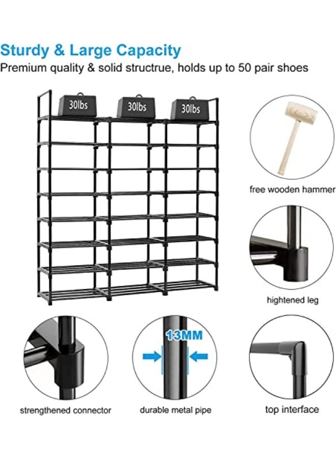 Generic ALMEKAQUZ Shoe Racks,3 Row 8 Tier,Shoe and Boots Organizer Storage Shelf,Stackable Metal Stand Shelf,Keep Room Neat Door Space Saving (3 Row 8 Tier) - Image 5