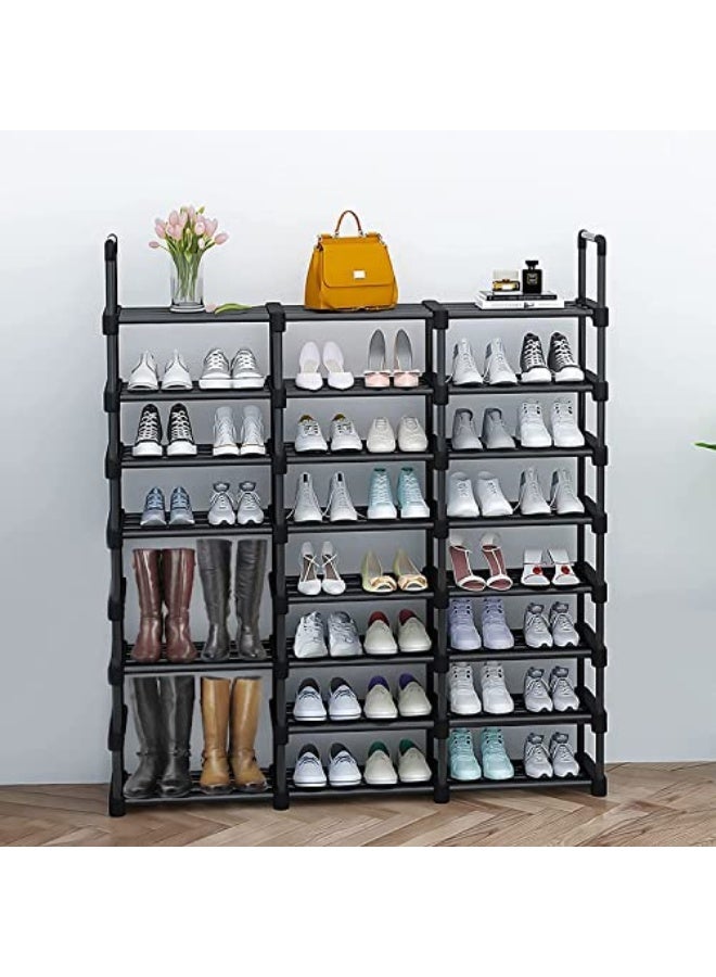 Generic ALMEKAQUZ Shoe Racks,3 Row 8 Tier,Shoe and Boots Organizer Storage Shelf,Stackable Metal Stand Shelf,Keep Room Neat Door Space Saving (3 Row 8 Tier) - Image 4