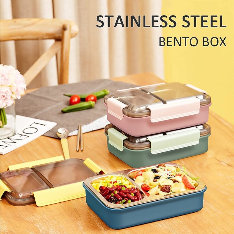CRENTILA Stainless Steel Leak Proof 2 Compartment Bpa Free Insulated LunchTiffin Box With Removable Inner Plate For Women And Men Office Kids To School Tiffin Boxes Blue 750 milliliter - Image 3