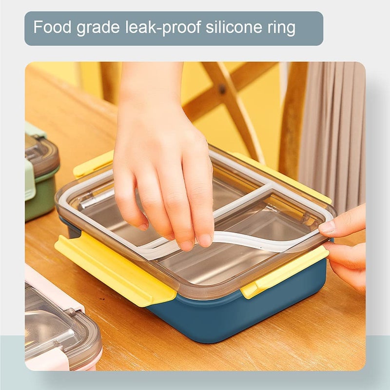 CRENTILA Stainless Steel Leak Proof 2 Compartment Bpa Free Insulated LunchTiffin Box With Removable Inner Plate For Women And Men Office Kids To School Tiffin Boxes Blue 750 milliliter - Image 5