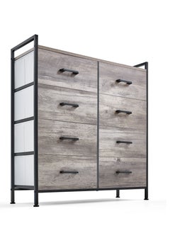 LINSY LINSY - Dresser with 8 Drawers,Wood Top Dresser , Large Capacity Dressers Organizer of Drawers for Bedroom, Living Room, Nursery, Entryway, Sturdy Metal Frame,Easy Pull Handle,80 L, 28.7 W, 86.8 H cm  - Image 5