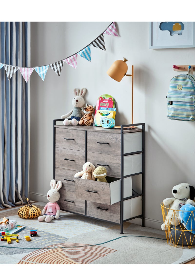 LINSY LINSY - Dresser with 8 Drawers,Wood Top Dresser , Large Capacity Dressers Organizer of Drawers for Bedroom, Living Room, Nursery, Entryway, Sturdy Metal Frame,Easy Pull Handle,80 L, 28.7 W, 86.8 H cm  - Image 1