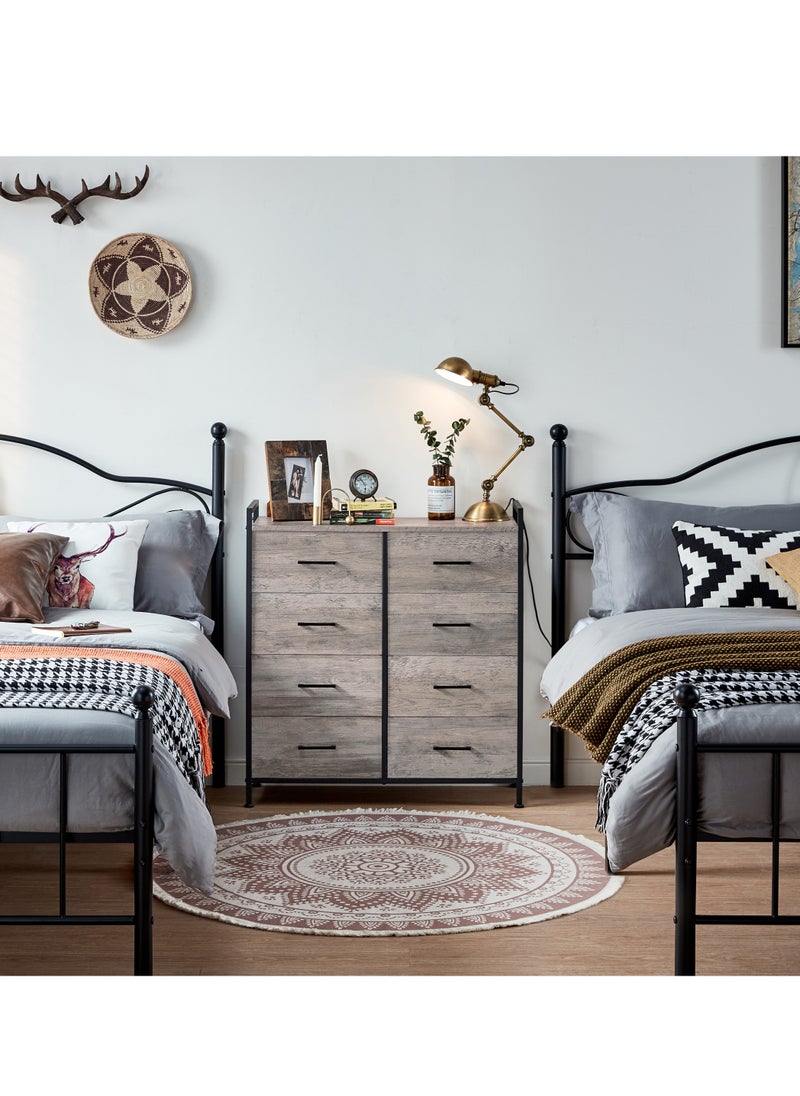 LINSY LINSY - Dresser with 8 Drawers,Wood Top Dresser , Large Capacity Dressers Organizer of Drawers for Bedroom, Living Room, Nursery, Entryway, Sturdy Metal Frame,Easy Pull Handle,80 L, 28.7 W, 86.8 H cm  - Image 2