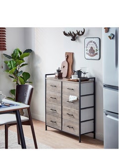 LINSY LINSY - Dresser with 8 Drawers,Wood Top Dresser , Large Capacity Dressers Organizer of Drawers for Bedroom, Living Room, Nursery, Entryway, Sturdy Metal Frame,Easy Pull Handle,80 L, 28.7 W, 86.8 H cm  - Image 3