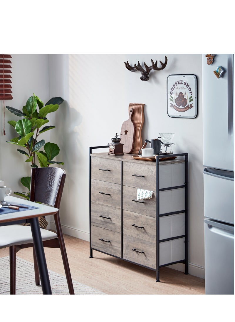 LINSY LINSY - Dresser with 8 Drawers,Wood Top Dresser , Large Capacity Dressers Organizer of Drawers for Bedroom, Living Room, Nursery, Entryway, Sturdy Metal Frame,Easy Pull Handle,80 L, 28.7 W, 86.8 H cm  - Image 3
