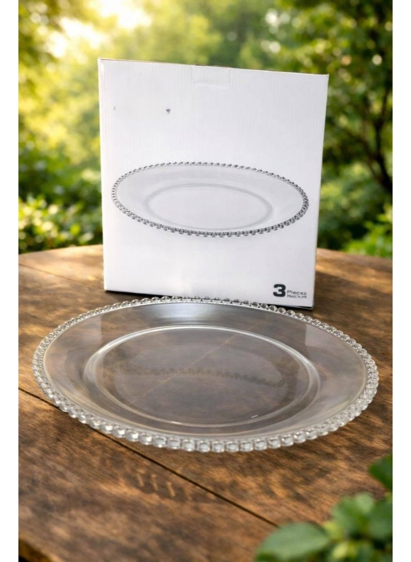 طقم اطباق زجاجية مكون من 3 قطع