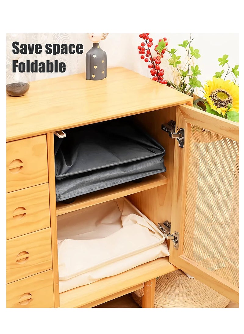 KASTWAVE 2Pcs Laundry Hamper with Wheels, Yoga Storage Basket, Rolling Laundry Basket, Collapsible Clothes Storage Cart, Foldable Yoga Mat Storage Racks, Slim Corner Storage Organizer, Gray and Beige, 84L  - Image 3