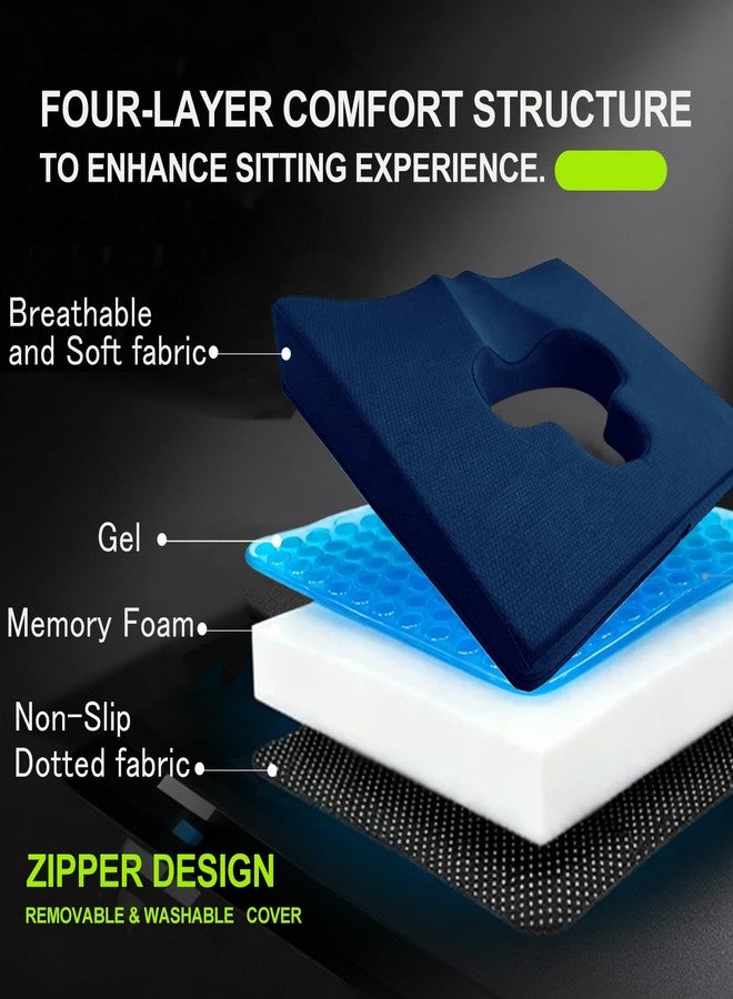 FoKon Gel Wheelchair Seat Cushion,Bed Sore Cushions for Butt,Gel Cushion for Pressure Relief,Donut Pillow for Tailbone Pain Relief,Sciatica,Coccyx,hemorrhoid Pillow,Cushion for Office Chair(Blue) - Image 4