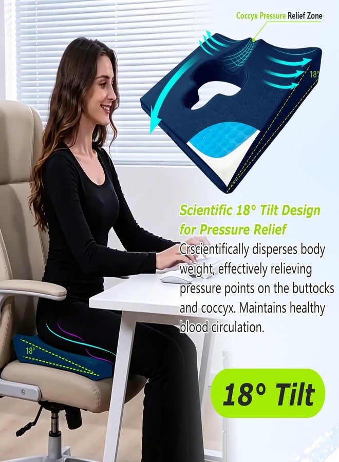 FoKon Gel Wheelchair Seat Cushion,Bed Sore Cushions for Butt,Gel Cushion for Pressure Relief,Donut Pillow for Tailbone Pain Relief,Sciatica,Coccyx,hemorrhoid Pillow,Cushion for Office Chair(Blue) - Image 2