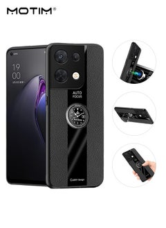 موتيم حافظة Oppo Reno 8 Pro مع مسند دائري/غطاء جلدي رفيع للحماية من الدرجة الأولى، غطاء خلفي مقاوم للصدمات، يدعم حامل مغناطيسي للسيارة  - Image 1