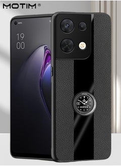 موتيم حافظة Oppo Reno 8 Pro مع مسند دائري/غطاء جلدي رفيع للحماية من الدرجة الأولى، غطاء خلفي مقاوم للصدمات، يدعم حامل مغناطيسي للسيارة  - Image 2