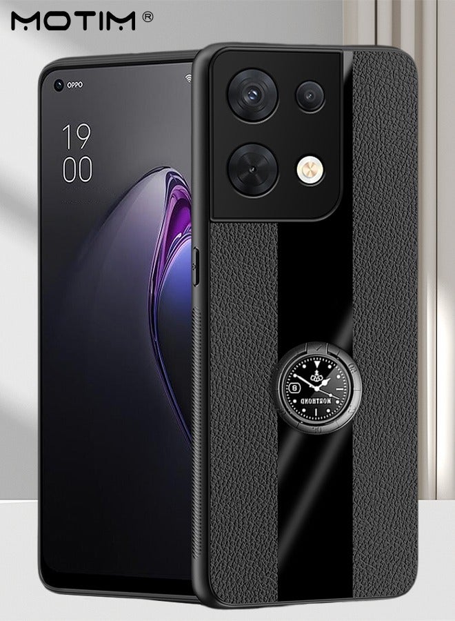 Motim Oppo Reno 8 Pro Case with Ring Stand, Top Grade Leather Protective Slim Back Cover, Shockproof Drop-Proof Cover, Support Magnetic Car Mount - Image 2