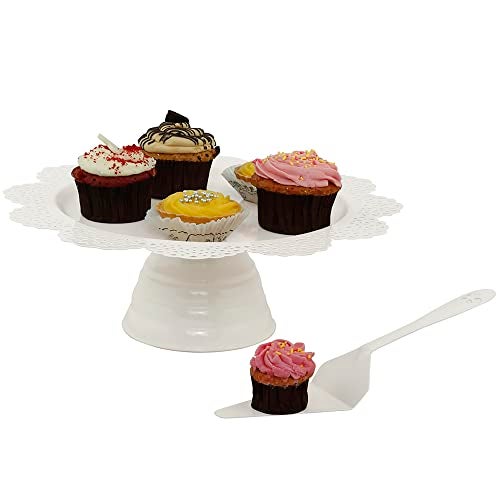 Elan Scallop Cake Stand | Desserts Candy, Fruits, Dry Fruits Plates |Cake Stands for Wedding Birthday | Beautifully designed decorative metal Cake Stand for parties server size (13-inch-white) - Image 5