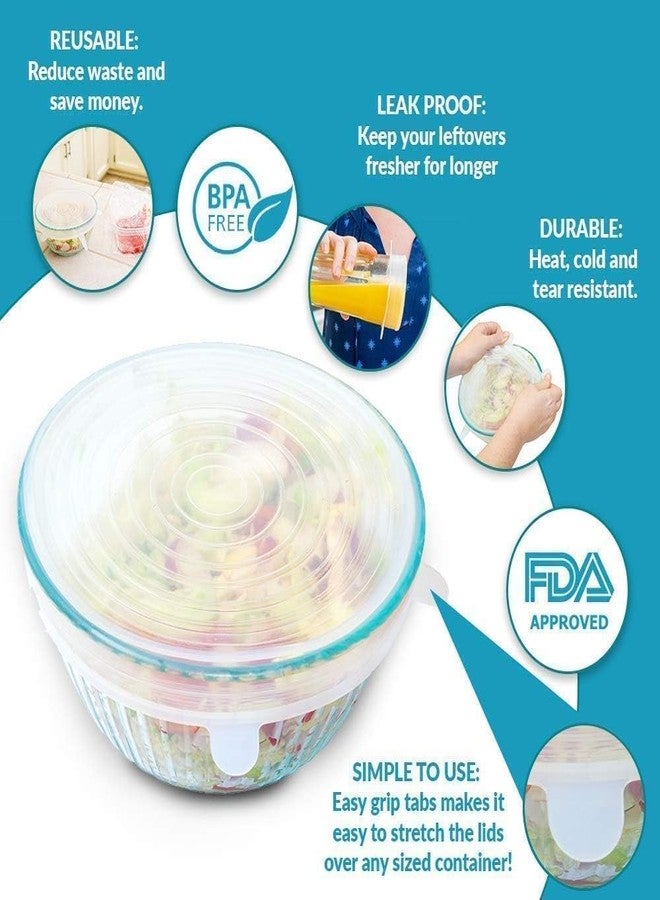 KitchenFest® Silicone Lid for containers, Silicone Stretchable Cups Plates Dishes lids Cover - Multicolor, Set of 6 - Image 2