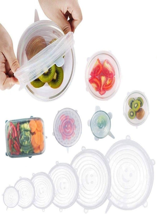 KitchenFest® Silicone Lid for containers, Silicone Stretchable Cups Plates Dishes lids Cover - Multicolor, Set of 6 - Image 1