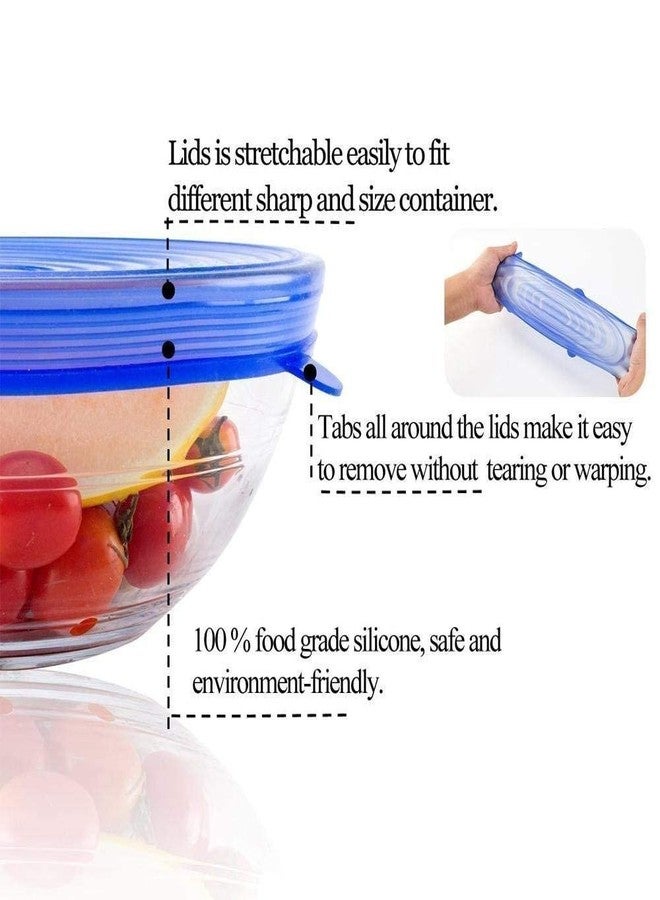 KitchenFest® Silicone Lid for containers, Silicone Stretchable Cups Plates Dishes lids Cover - Multicolor, Set of 6 - Image 3