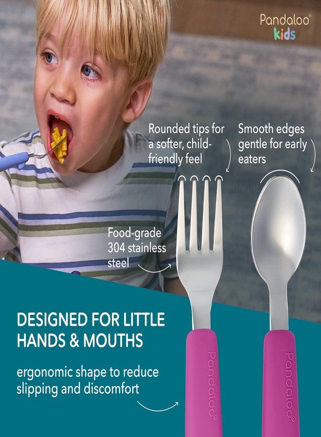 Pandaloo Kids Silverware with Soft Silicone Handle | Toddler Fork & Spoon Set (6pcs) | Toddler Utensils | Food-Grade Silicone + Stainless Steel | Dishwasher Safe | Encourages Independent Eating - Image 3