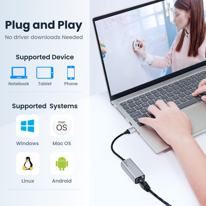 eqimaimai USB A to ethernet Adapterï¼ŒUSB 3.0 Gigabit to ethernet Adapter Compatibility 100/1000MBPS,Compatible with Windows, Mac OS, Linux, PC, Laptops, and More - Image 4