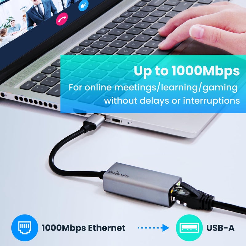 eqimaimai USB A to ethernet Adapterï¼ŒUSB 3.0 Gigabit to ethernet Adapter Compatibility 100/1000MBPS,Compatible with Windows, Mac OS, Linux, PC, Laptops, and More - Image 2