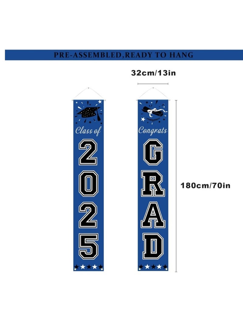 Blue Graduation Decorations 2025, Congrats Grad Porch Banner for Any Schools or Grades 2025 Graduation Party Decorations  - Image 3