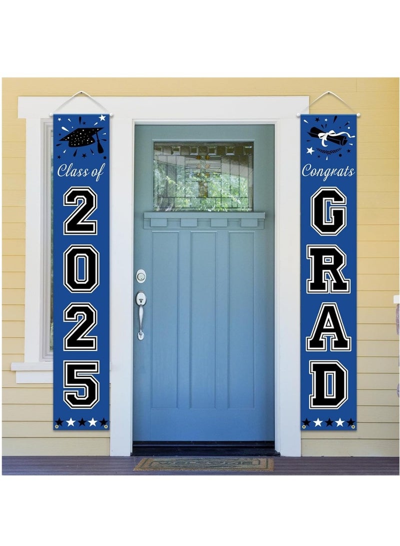 Blue Graduation Decorations 2025, Congrats Grad Porch Banner for Any Schools or Grades 2025 Graduation Party Decorations  - Image 2