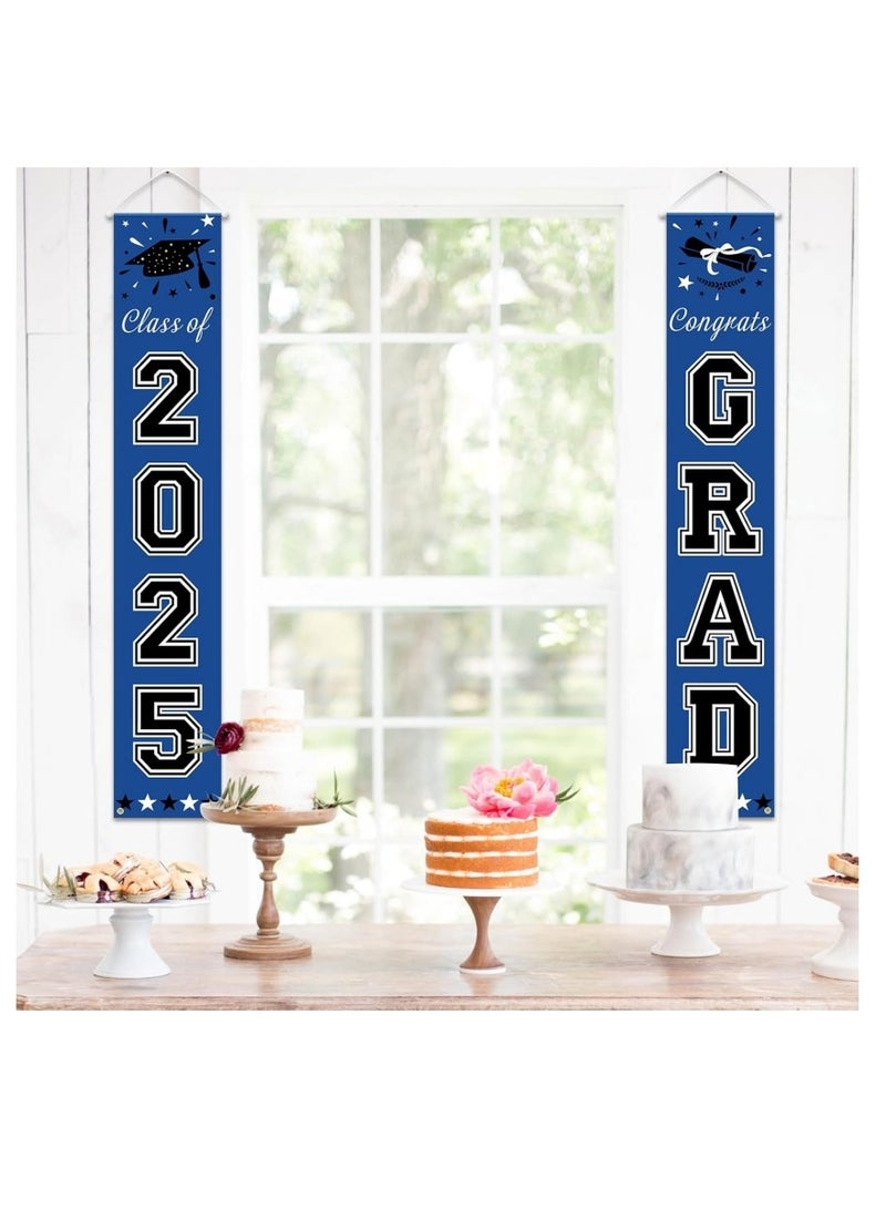 Blue Graduation Decorations 2025, Congrats Grad Porch Banner for Any Schools or Grades 2025 Graduation Party Decorations  - Image 5