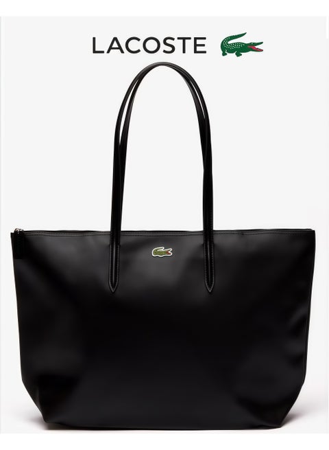 Lacoste Women's L12.12 Concept Fashion Versatile Large Capacity Large Size Zipper Handheld Shoulder Bag Tote Bag Large Black 35cm * 30cm * 14cm