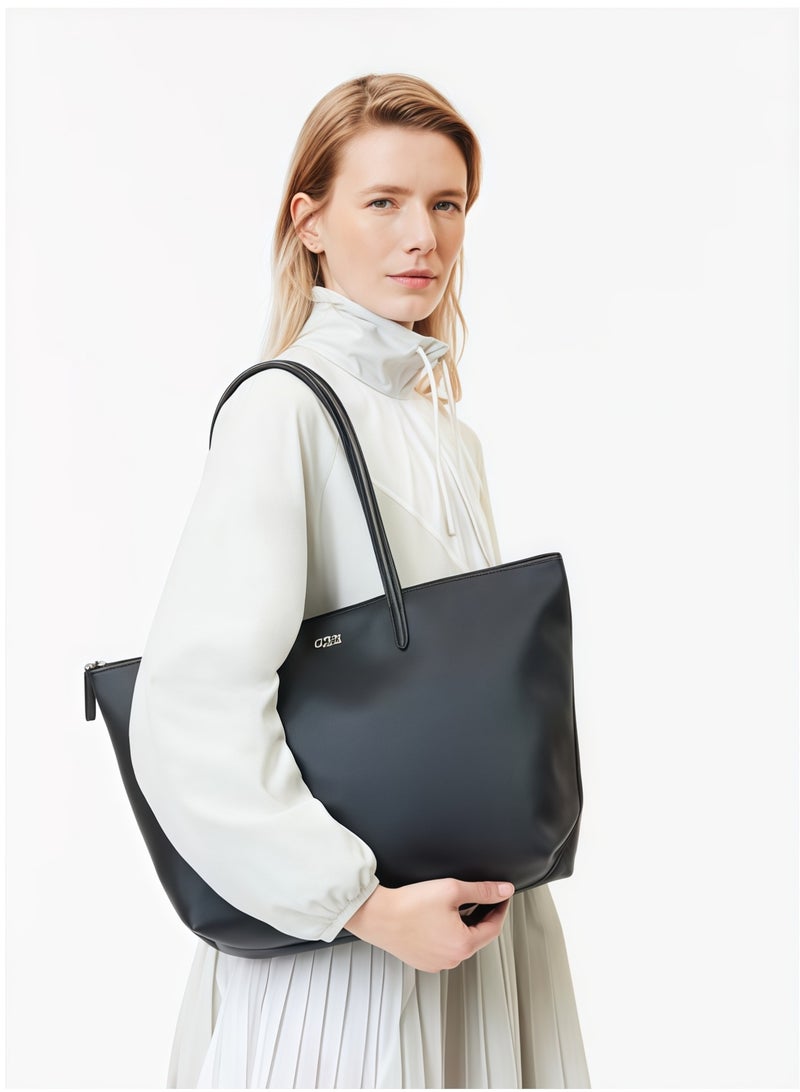 لاكوست مفهوم لاكوست للمرأة L12.12 الأزياء متعددة الاستعابات سعة كبيرة الحجم سحابة اليد حقيبة الكتف حقيبة حقيبة كبيرة الأسود الكبير 35 سم * 30 سم * 14 سم - Image 2